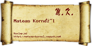 Mateas Kornél névjegykártya